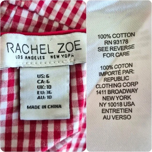 Rachel Zoe Red and White Gingham Midi Dress - Picture 15 of 15